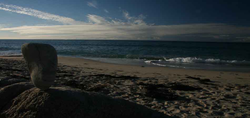 "Stone on a beach."